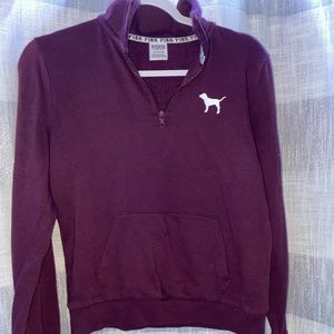 PINK Maroon Quarter-Zip Pullover